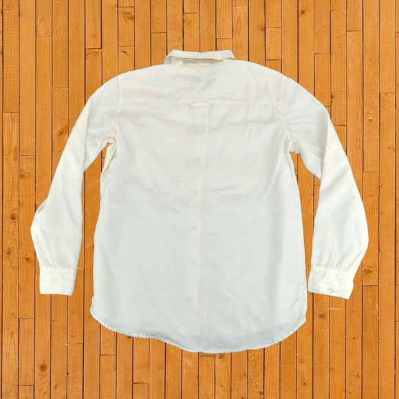 Zara Basic Z1975 Denim Womens S White Long Sleeve Button Front Shirt Relaxed - Picture 2 of 5